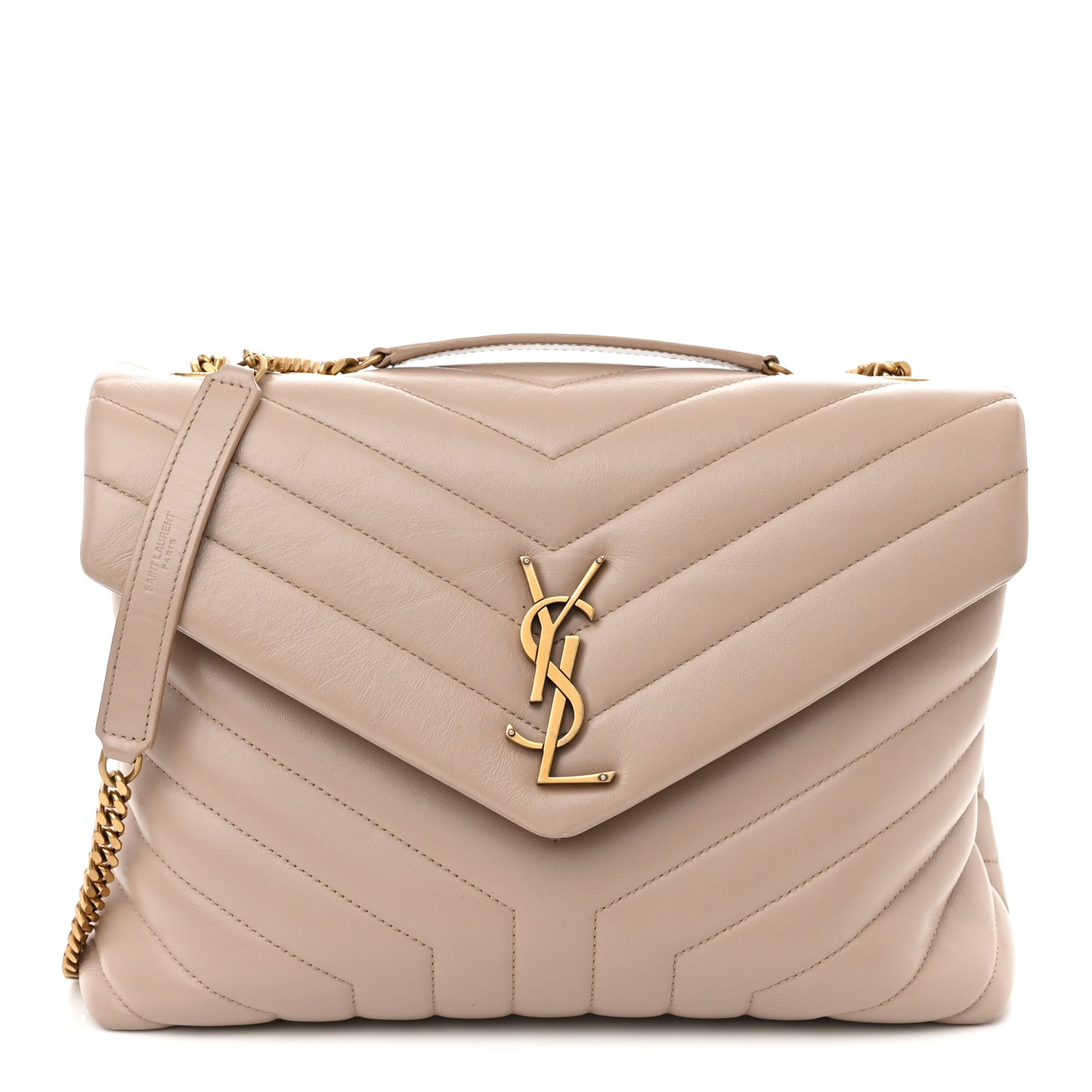 Calfskin Y Quilted Monogram Medium Loulou Chain Satchel Light Natural