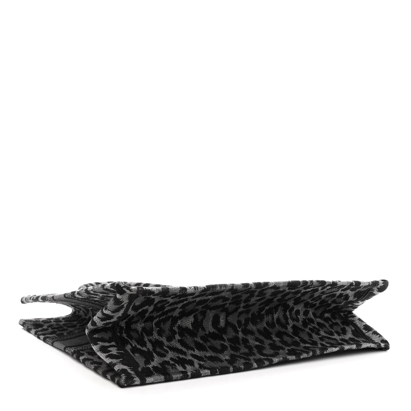 Canvas Mizza Embroidered Large Leopard Book Tote Grey