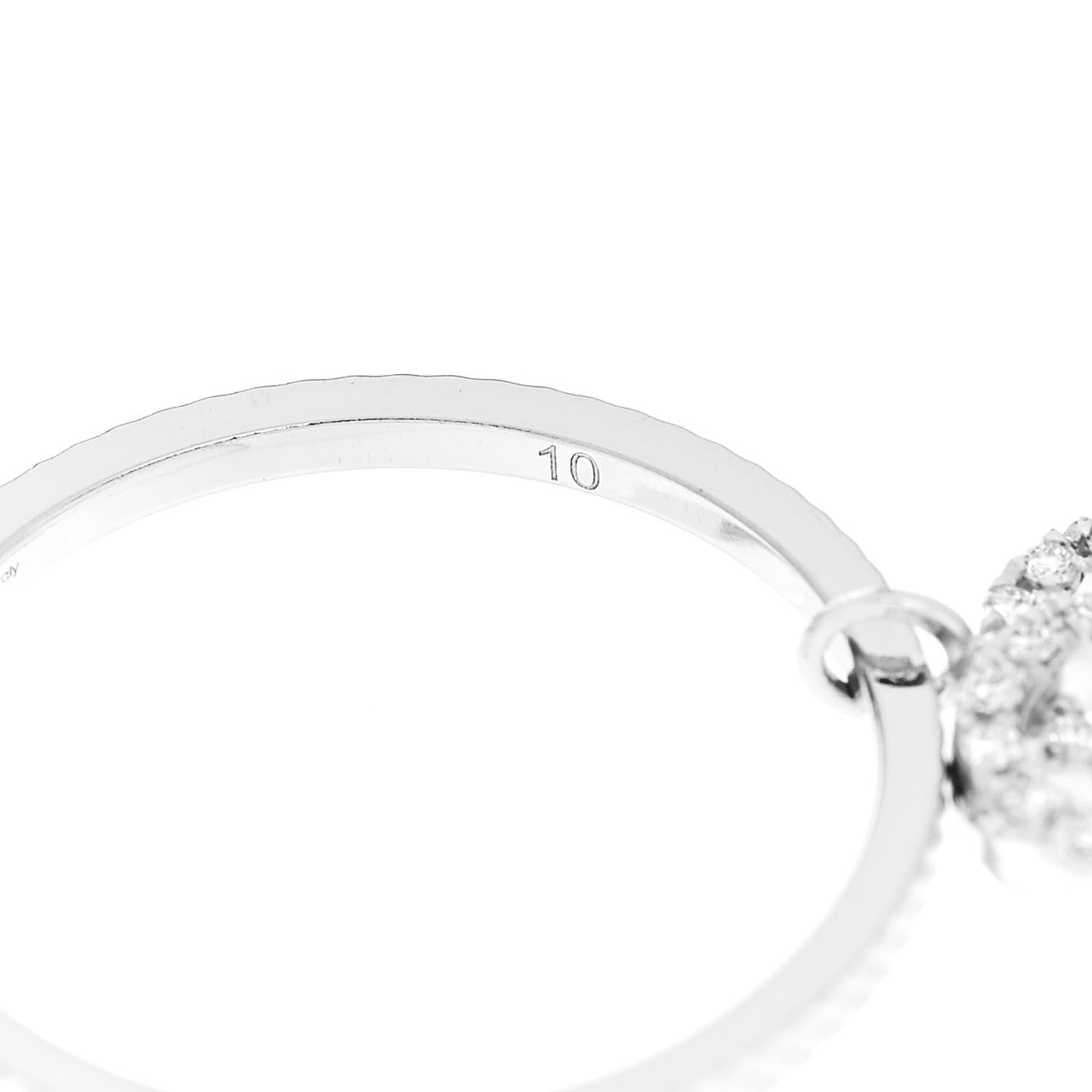 18K White Gold Diamond Running G Charm Ring 49 5