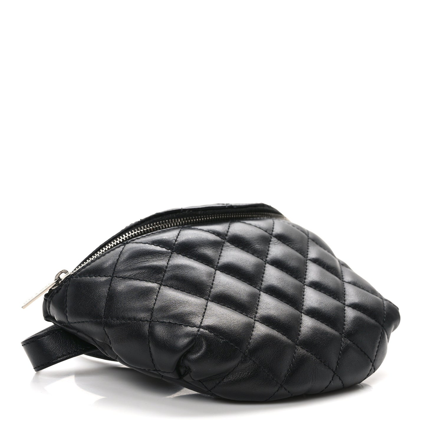 Calfskin Quilted Waist Belt Bag Black