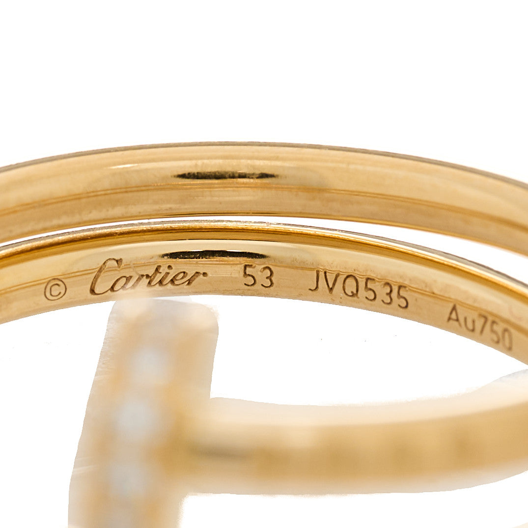 18K Yellow Gold Diamond Double Juste Un Clou Ring 53 6.5