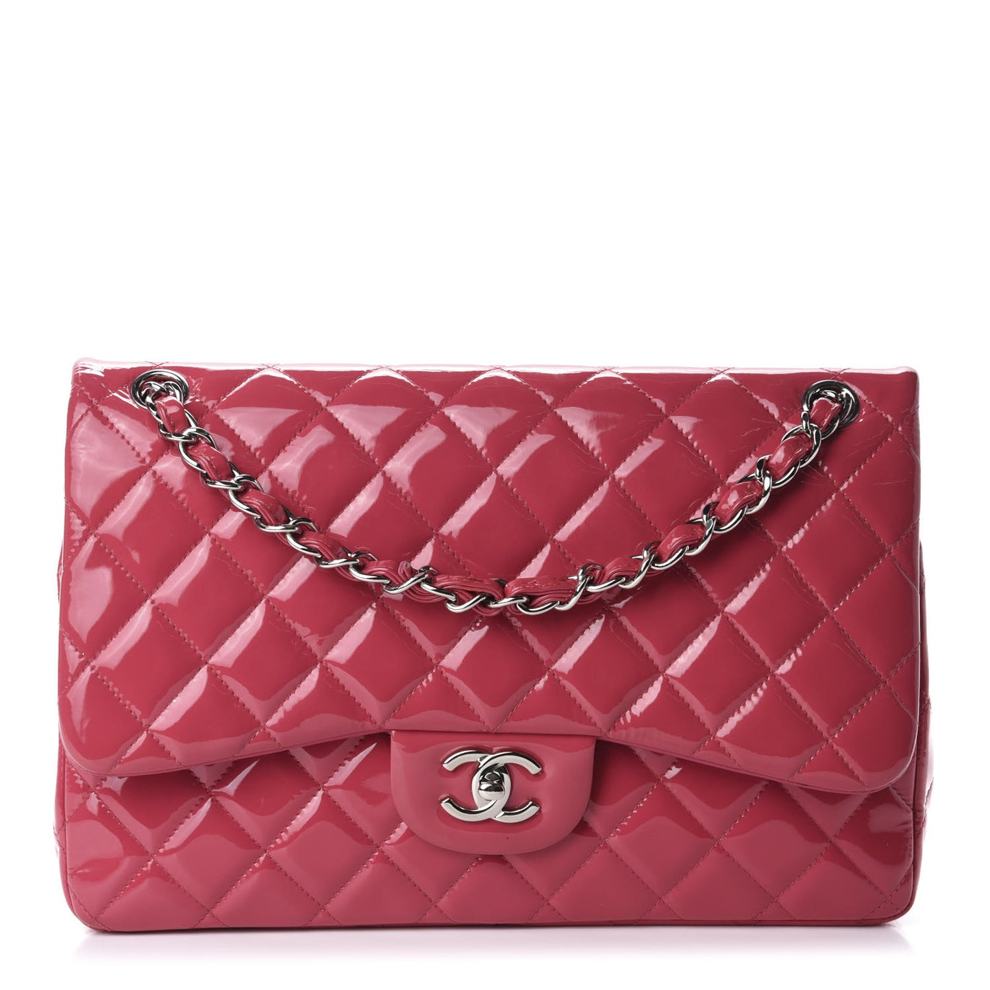 Patent Quilted Jumbo Double Flap Pink