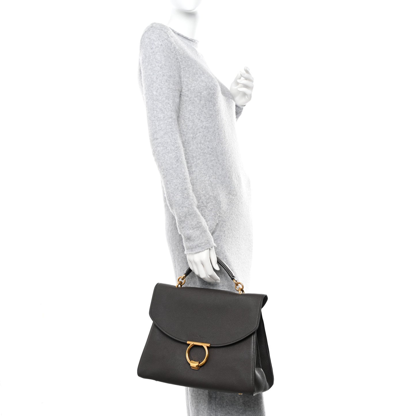 Calfskin Medium Margot Top Handle Satchel Flannel