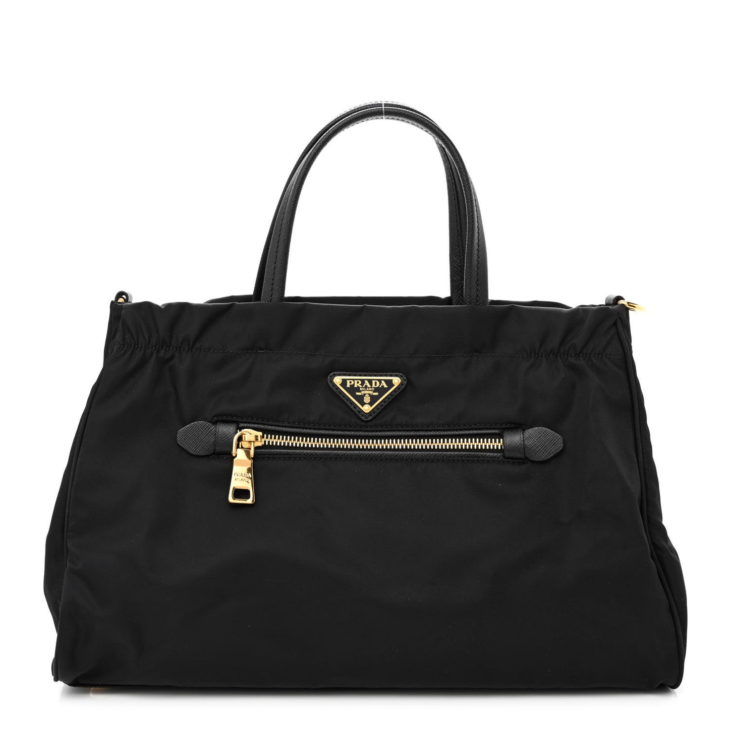 Tessuto Nylon Saffiano Shopping Tote Black