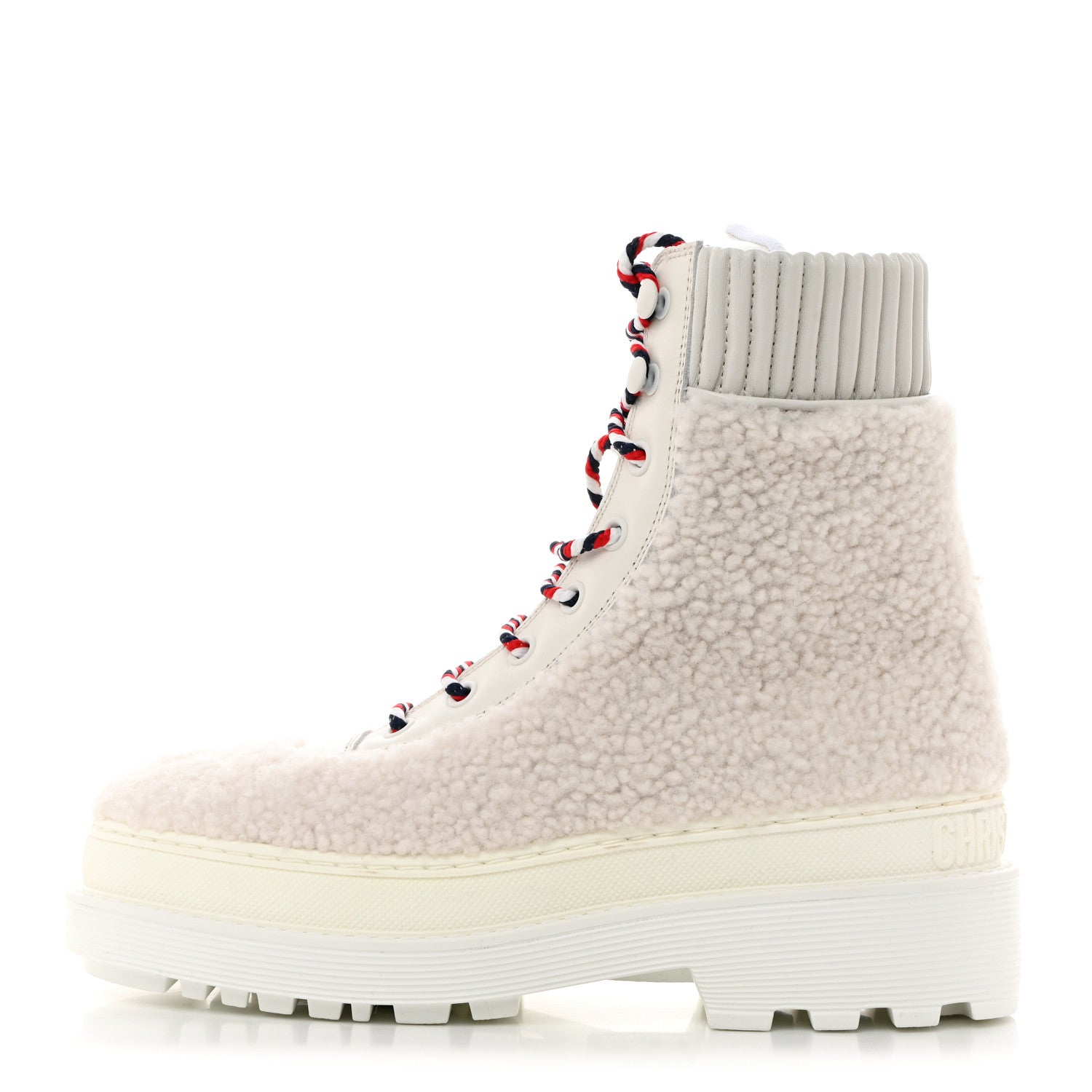 Christian Dior Calfskin Shearling Hike Ankle Boots 37.5 White 1 of 9