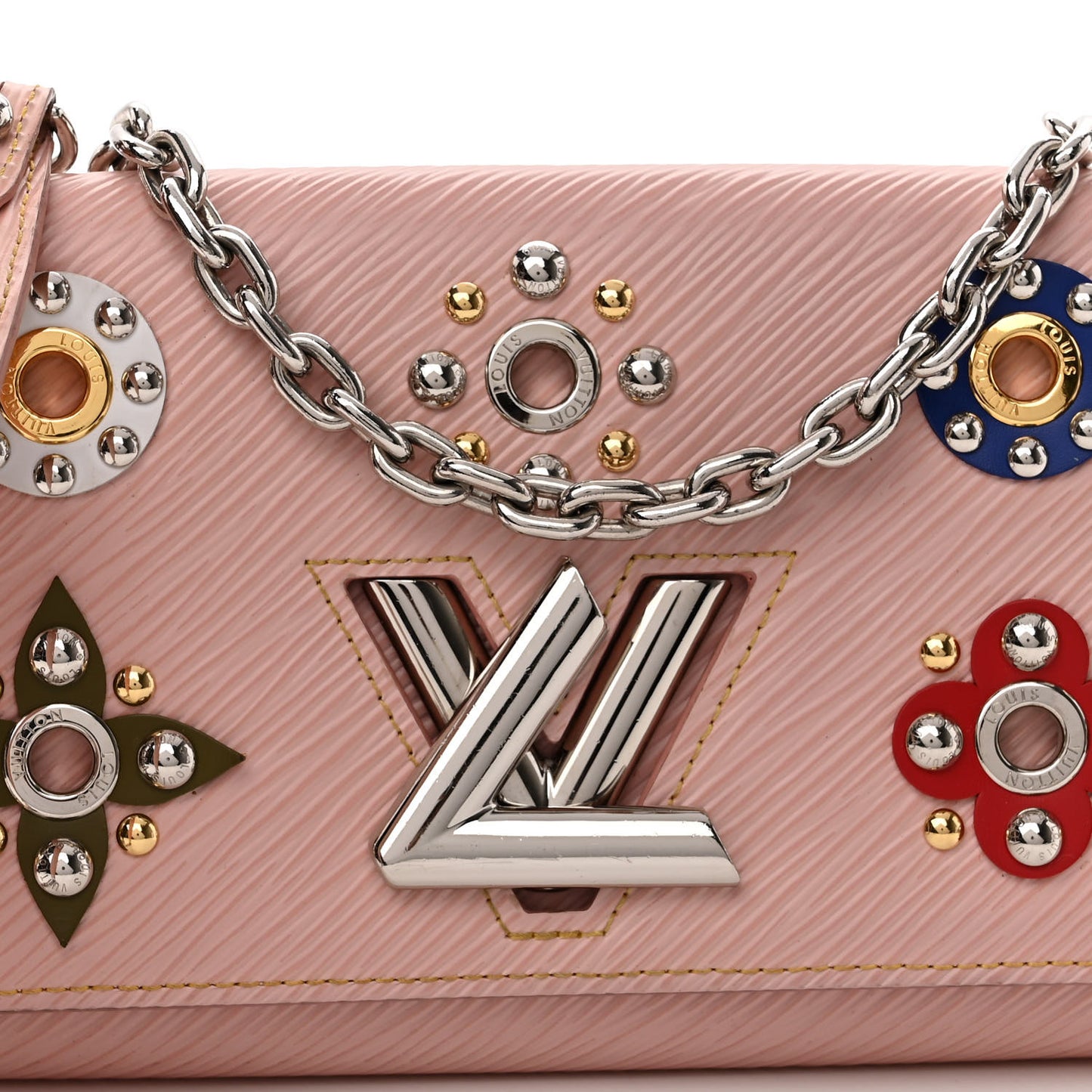 Epi Mechanical Flowers Twist Chain Wallet Rose Ballerine