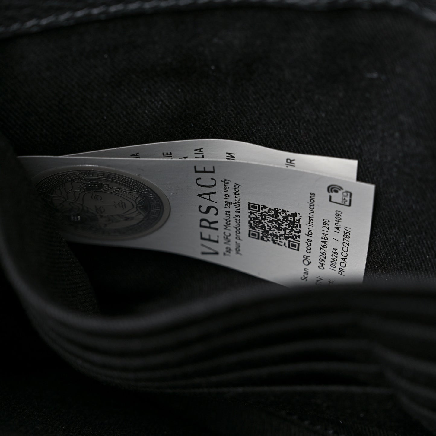 Grained Calfskin Virtus Wallet On Chain Black