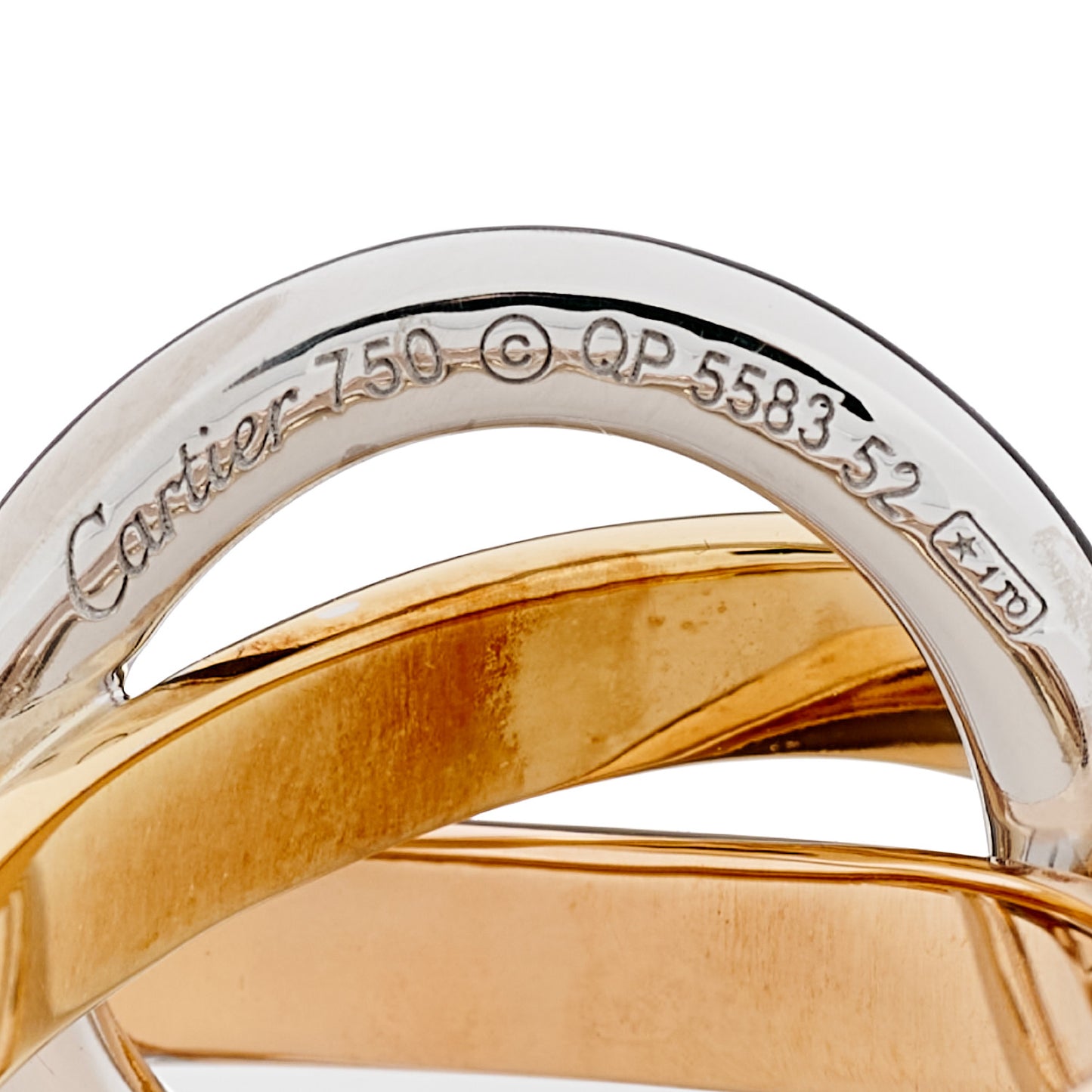 18K Pink Yellow White Gold Diamond Trinity Crash Ring 52 6