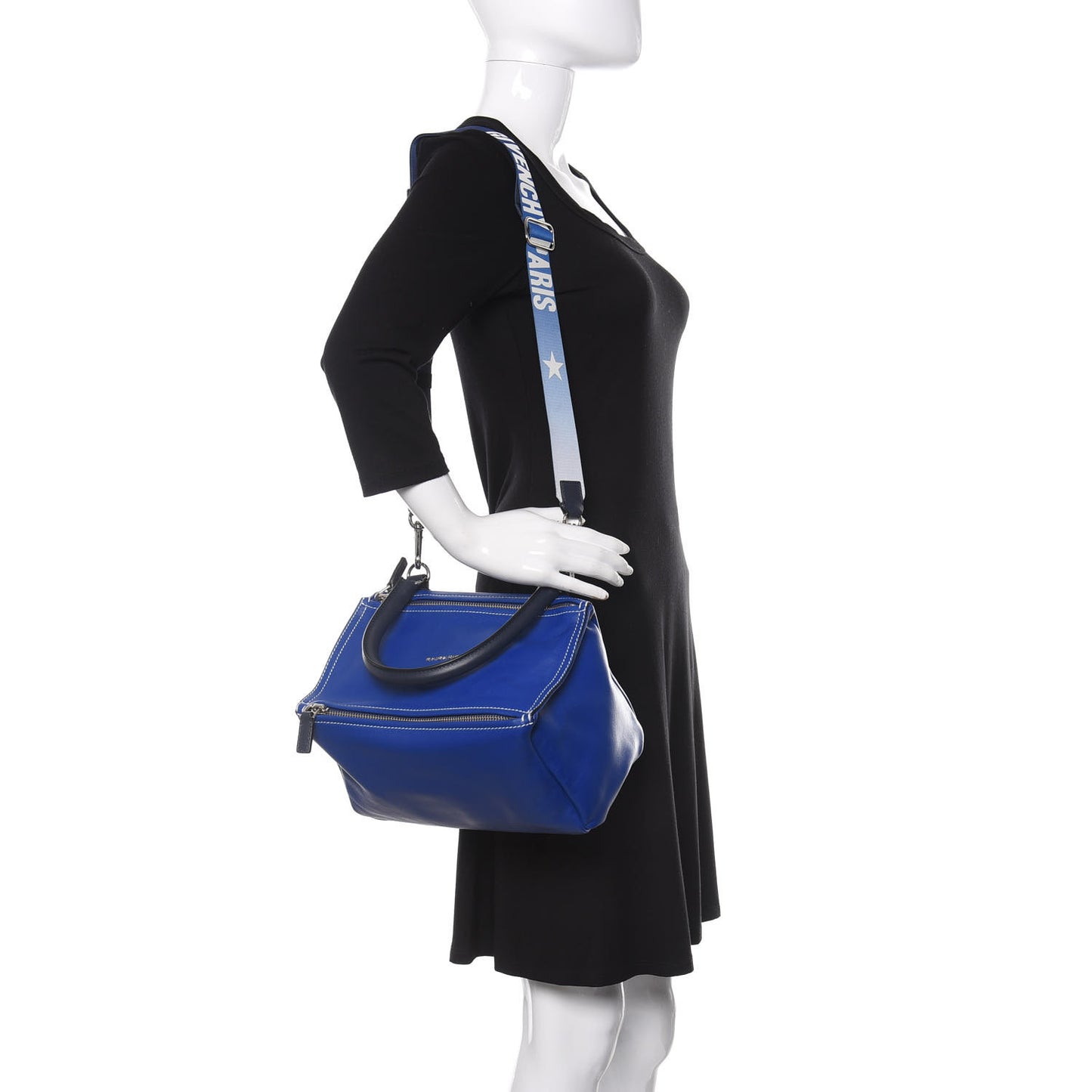 Calfskin Mini Pandora Logo Strap Moroccan Blue