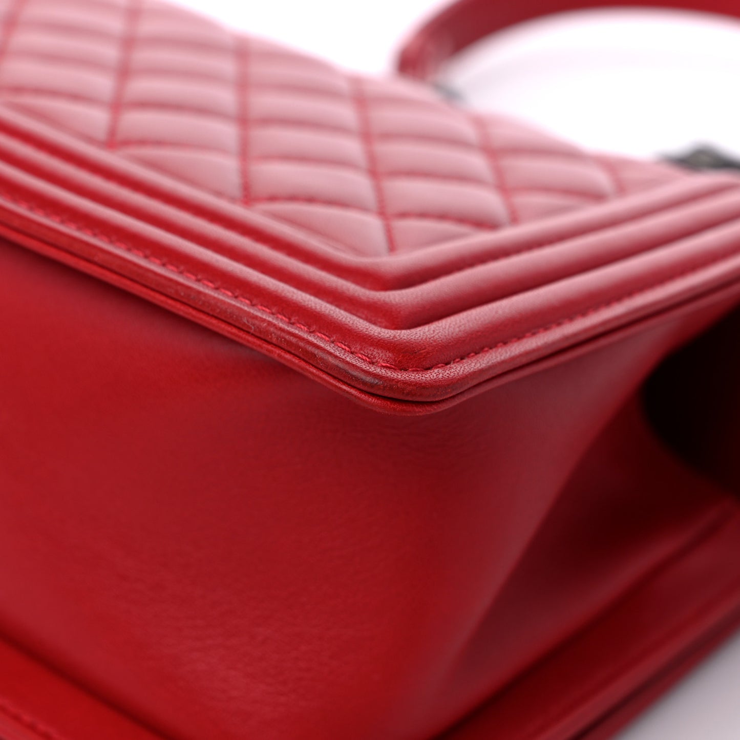 Calfskin Quilted Medium Boy Flap Red