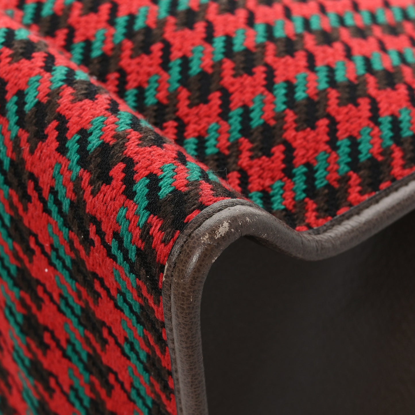 Cotton Wool Textured Calfskin Houndstooth Woven Large Interlocking G Tote Red Green Ivory Multicolor New Acero