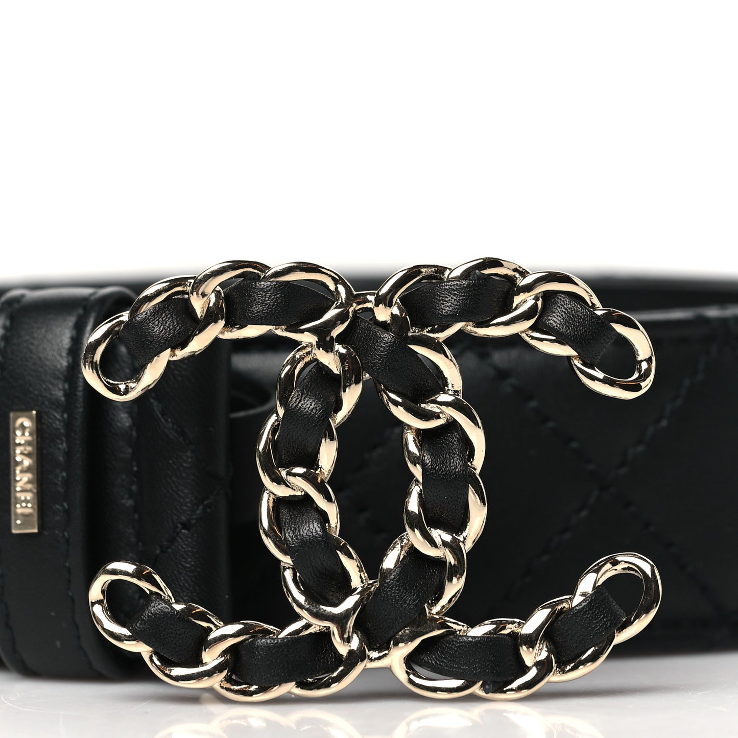 Calfskin Quilted CC Chain Belt 75 30 Black