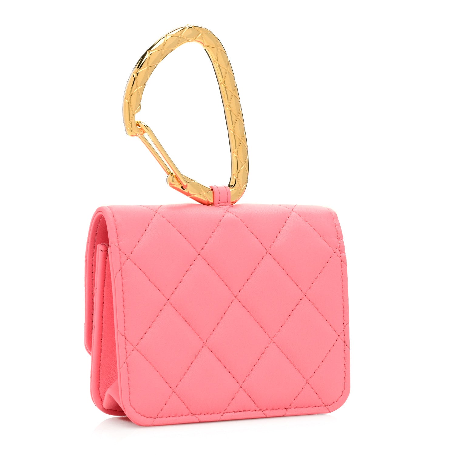 Chanel Lambskin Quilted CC Hook Card Holder Pink 3 of 9
