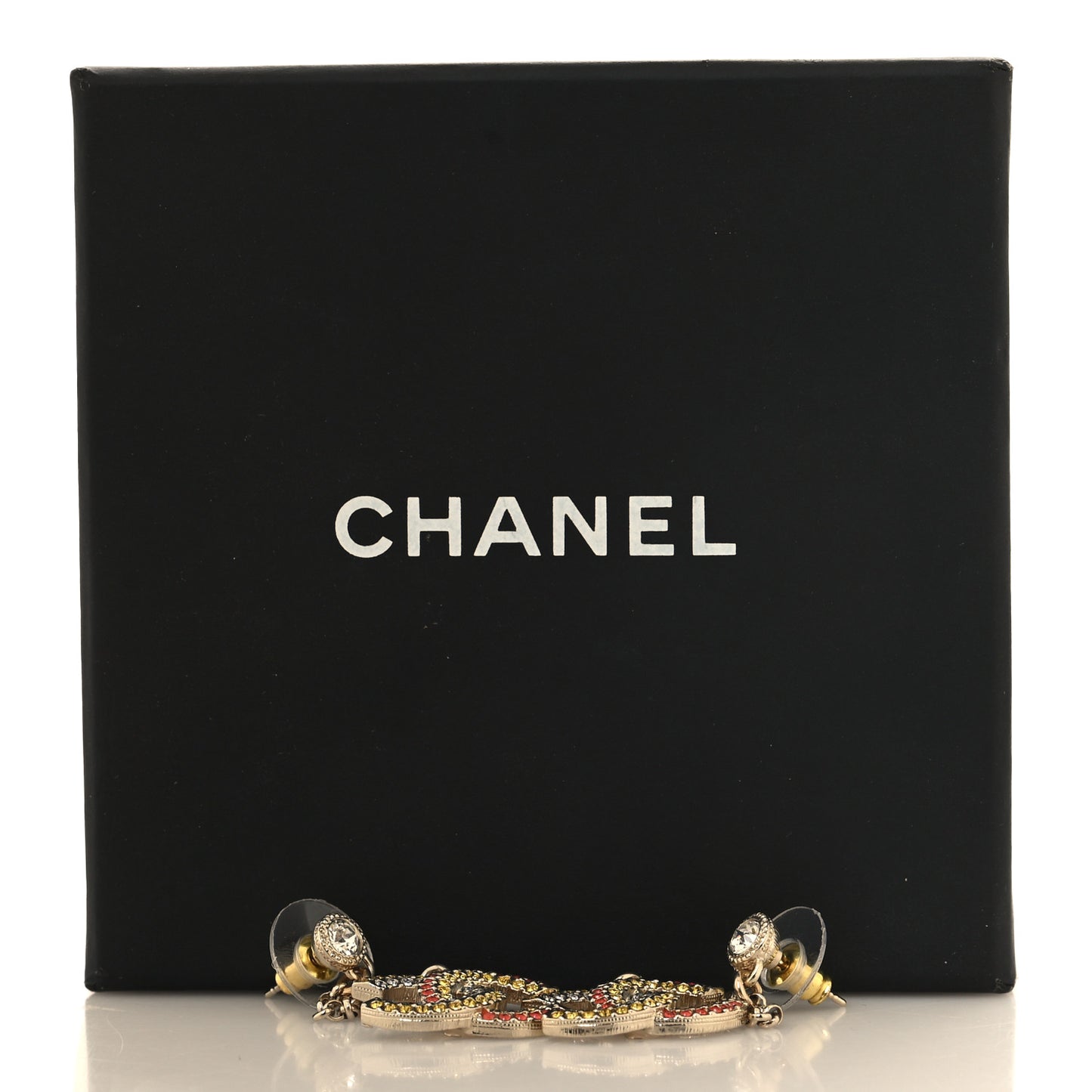 Crystal CC Drop Earrings Gold Multicolor