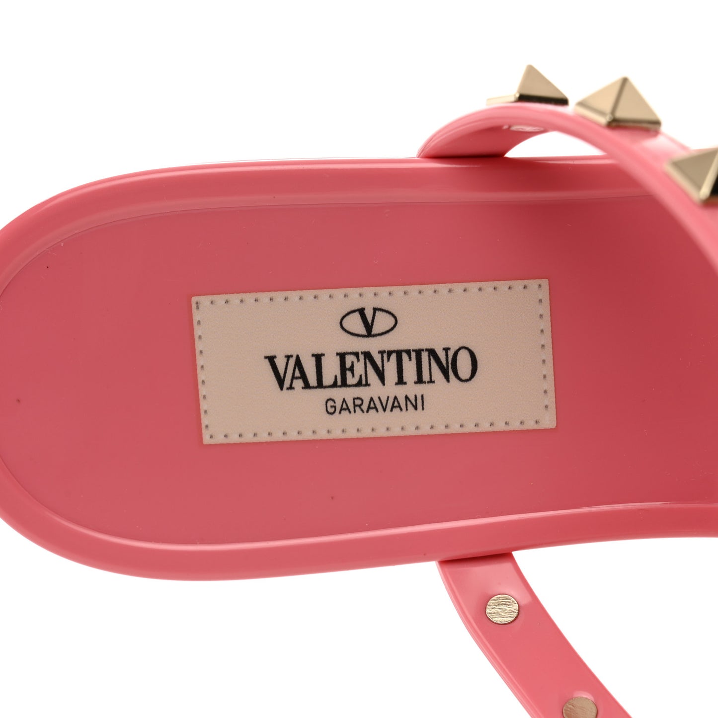 PVC Jelly Rockstud Caged Flat Thong Sandals 38 Dawn Pink