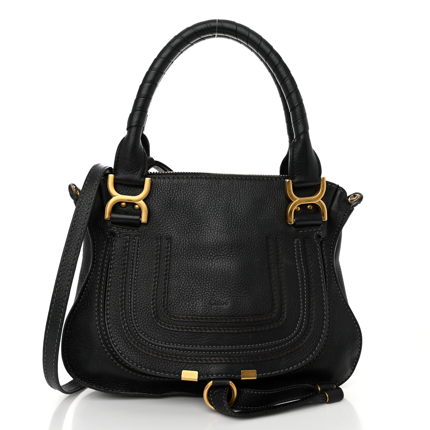 Calfskin Small Marcie Satchel Black