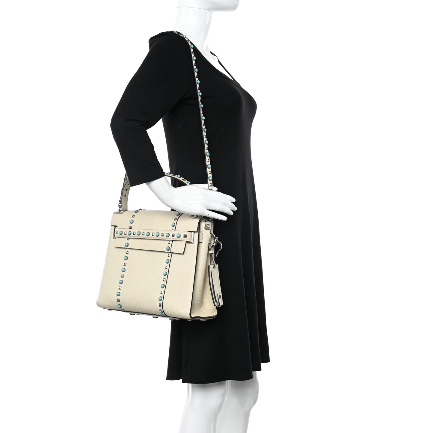 Grainy Calfskin My Rockstud Rolling Frame Bag Light Ivory