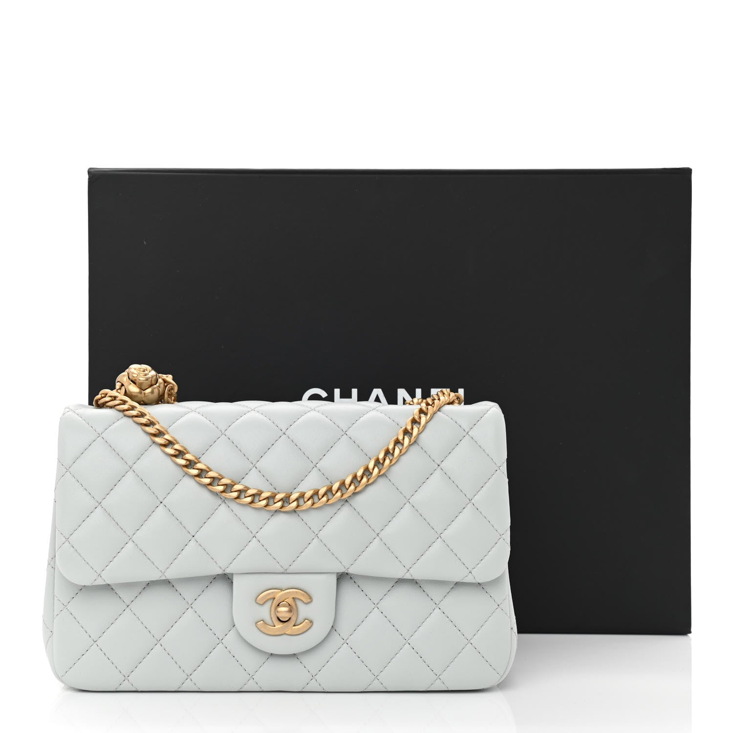 Chanel Lambskin Quilted Small Sweet Camellia Flap Light Blue 11 of 11