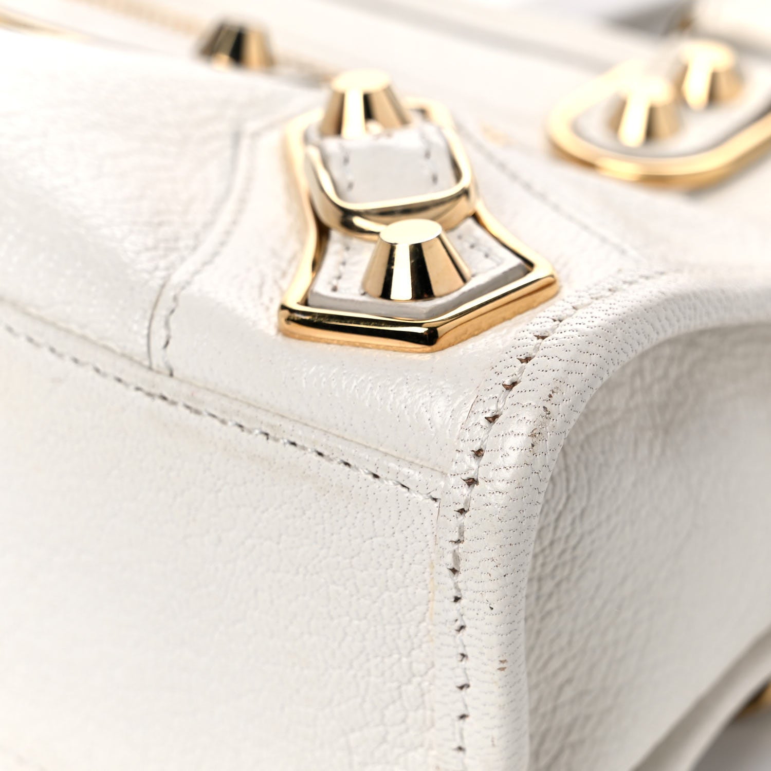 Balenciaga Chevre Gold Metallic Edge Hardware Mini City White 9 of 22