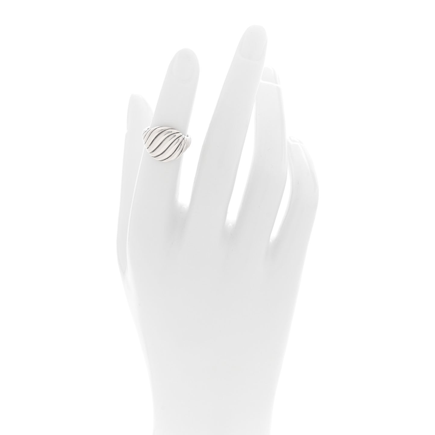 Sterling Silver 13mm Sculpted Cable Pinky Ring 45 3.5