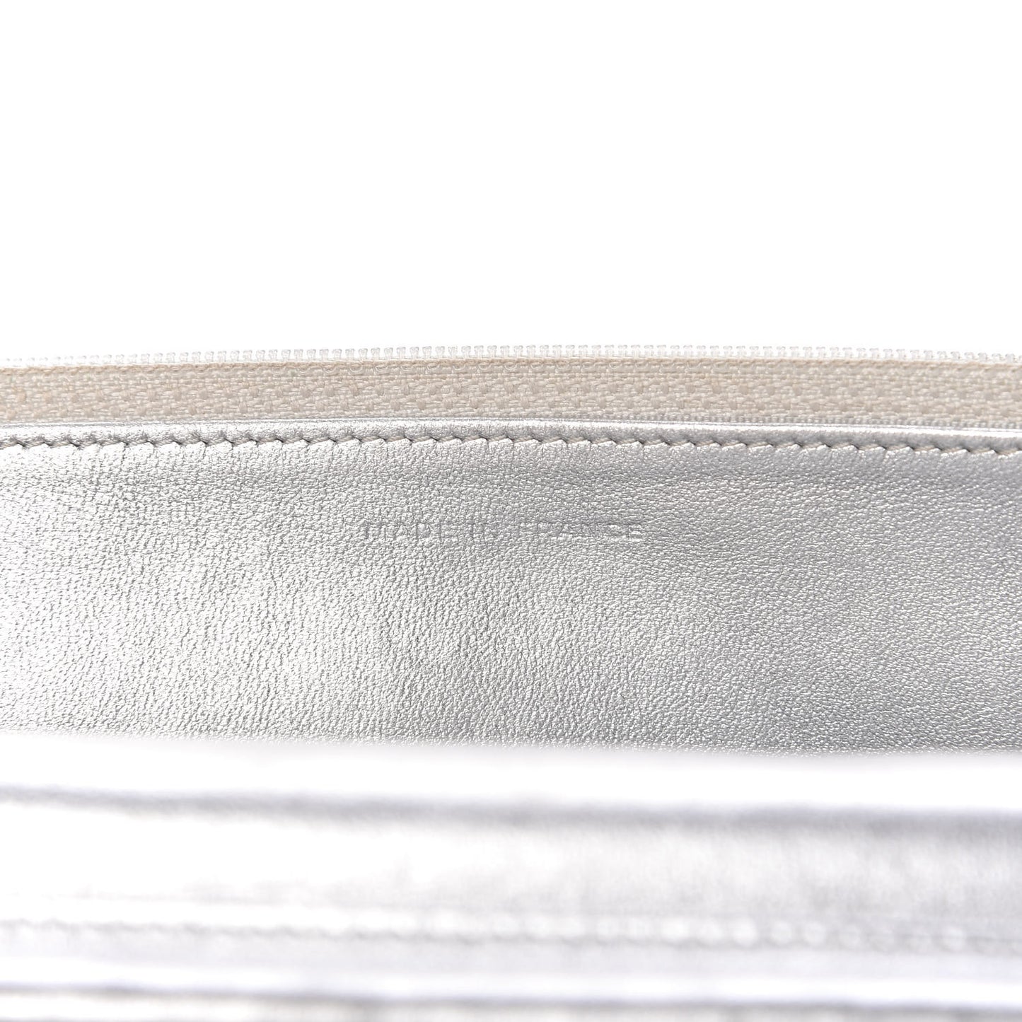 Metallic Lambskin Quilted Wallet On Chain WOC Silver