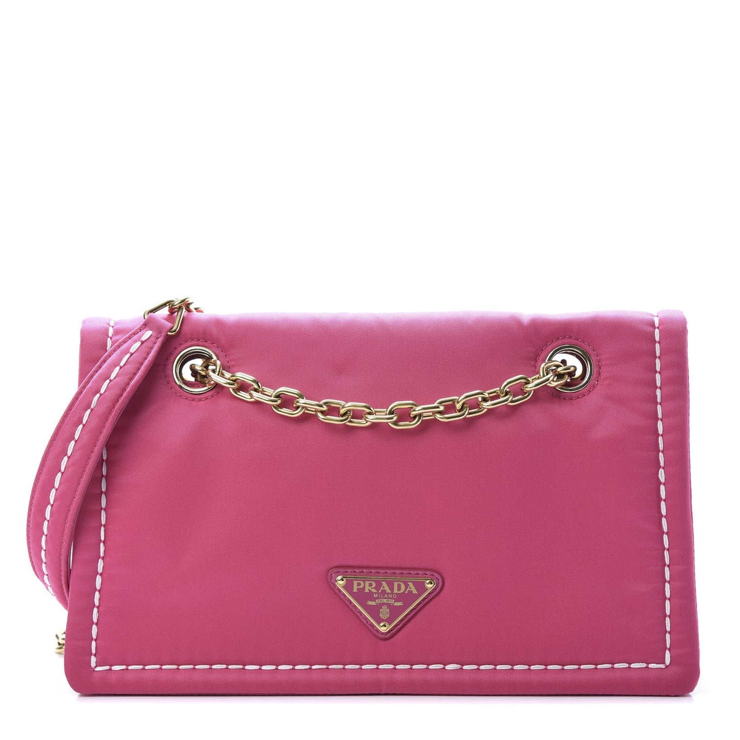 Nylon Tessuto Chain Shoulder Bag Fuxia