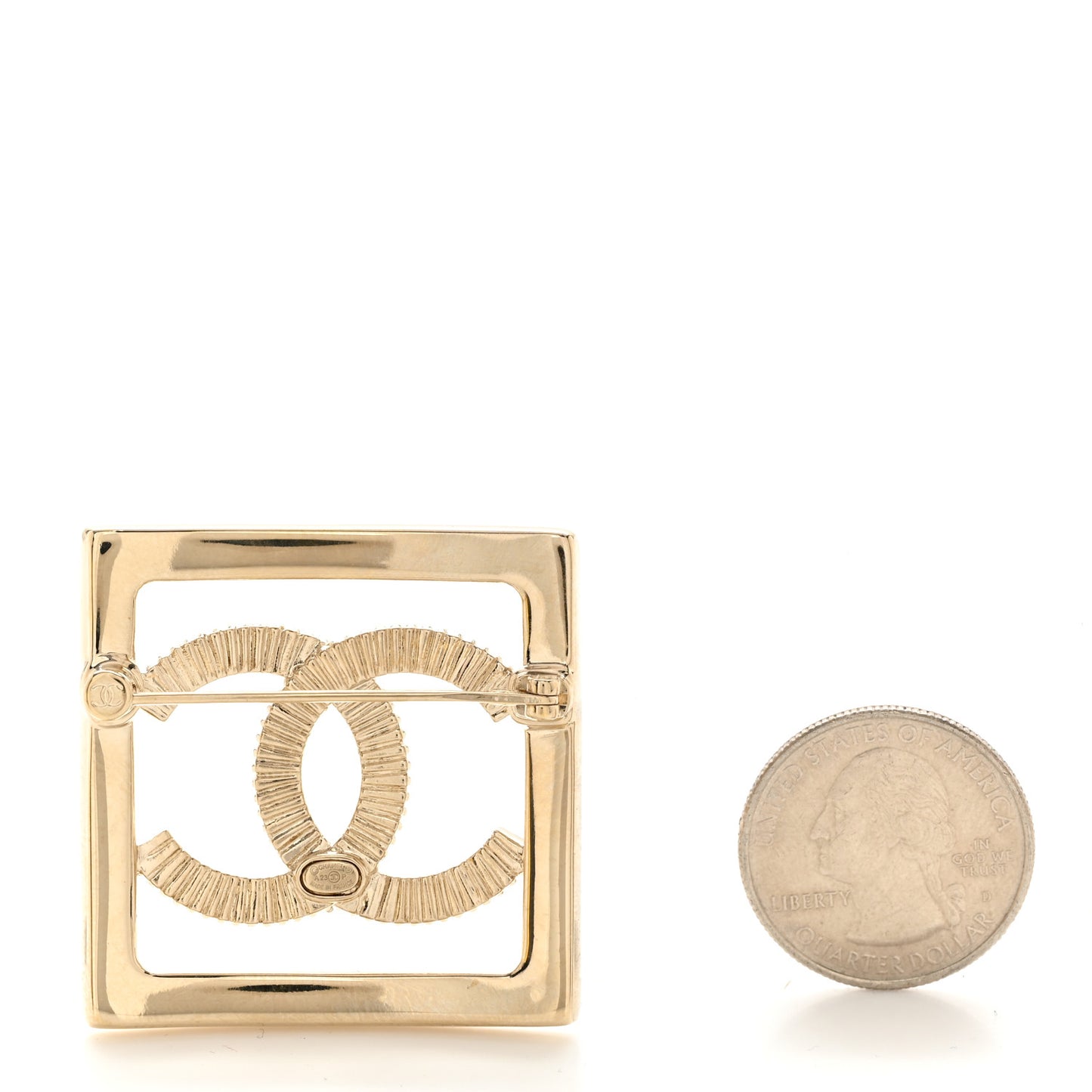 Crystal CC Square Brooch Gold