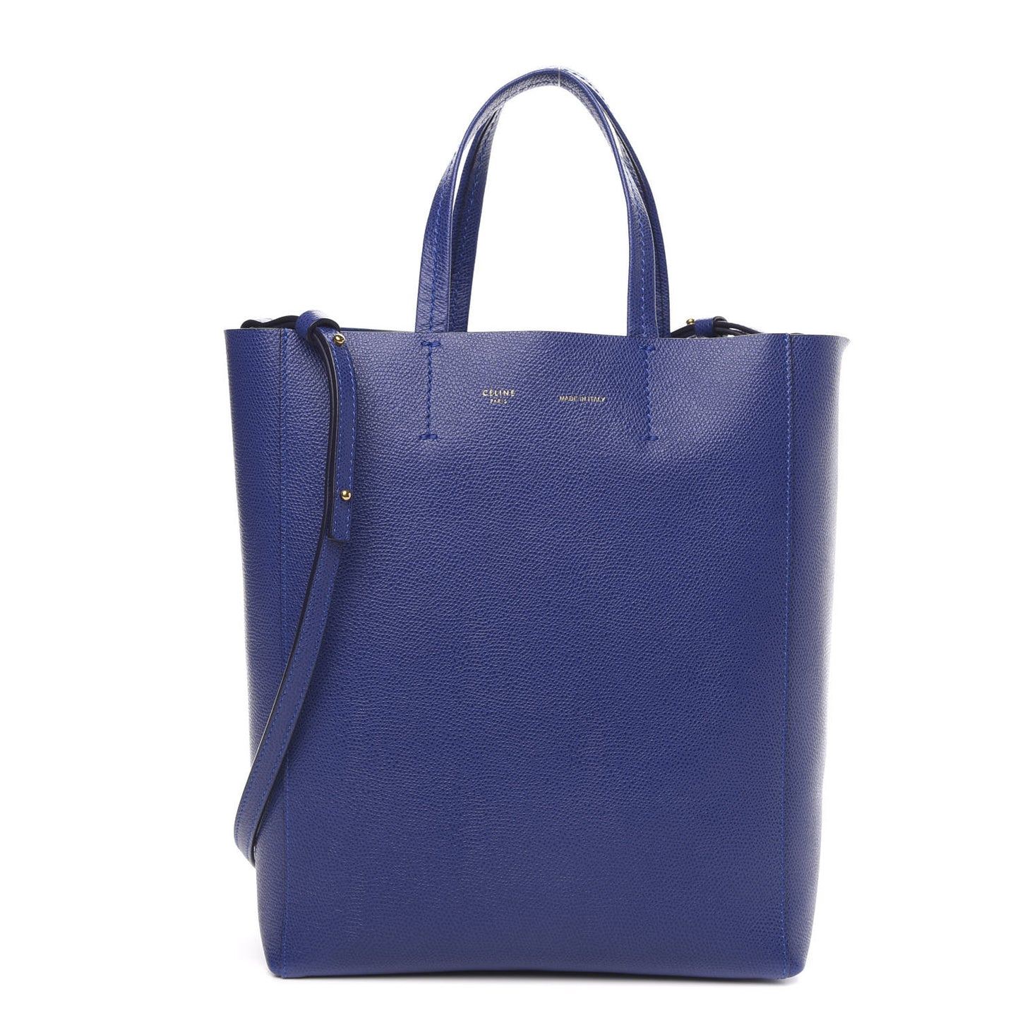 Grained Calfskin Small Vertical Cabas Indigo
