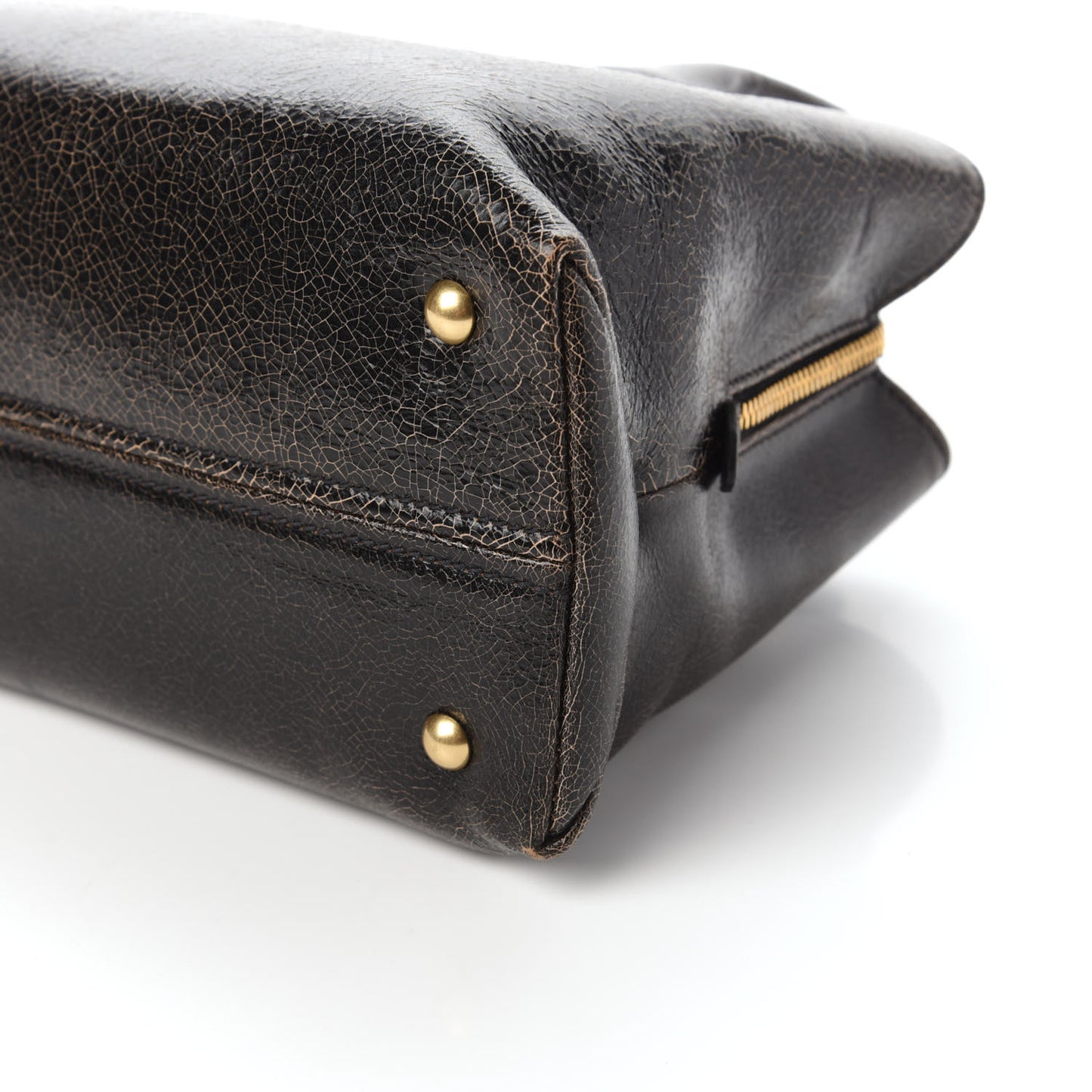 Calfskin Craquele Shopping Bag Ebano