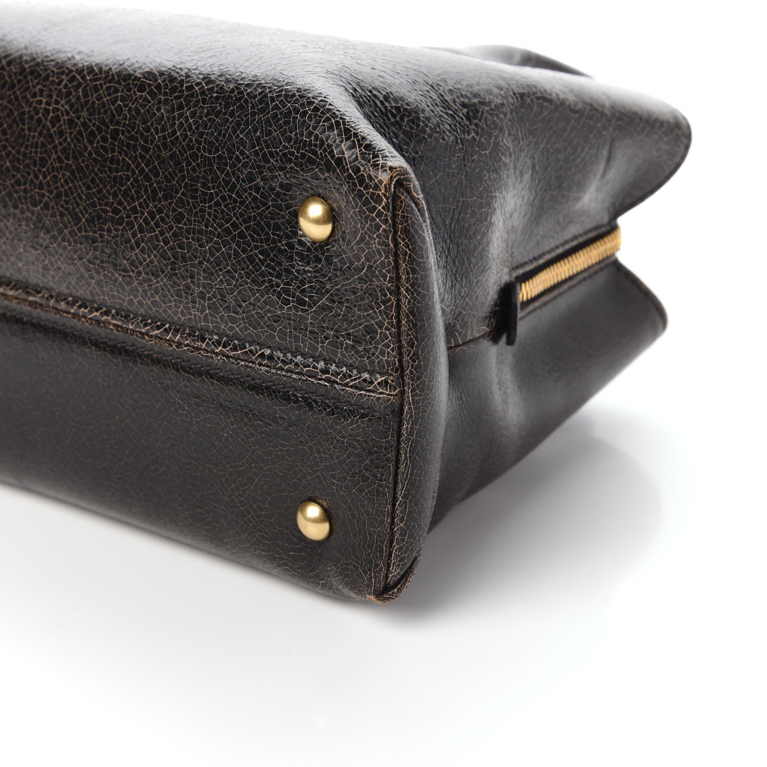 Miu Miu Calfskin Craquele Shopping Bag Ebano 7 of 9