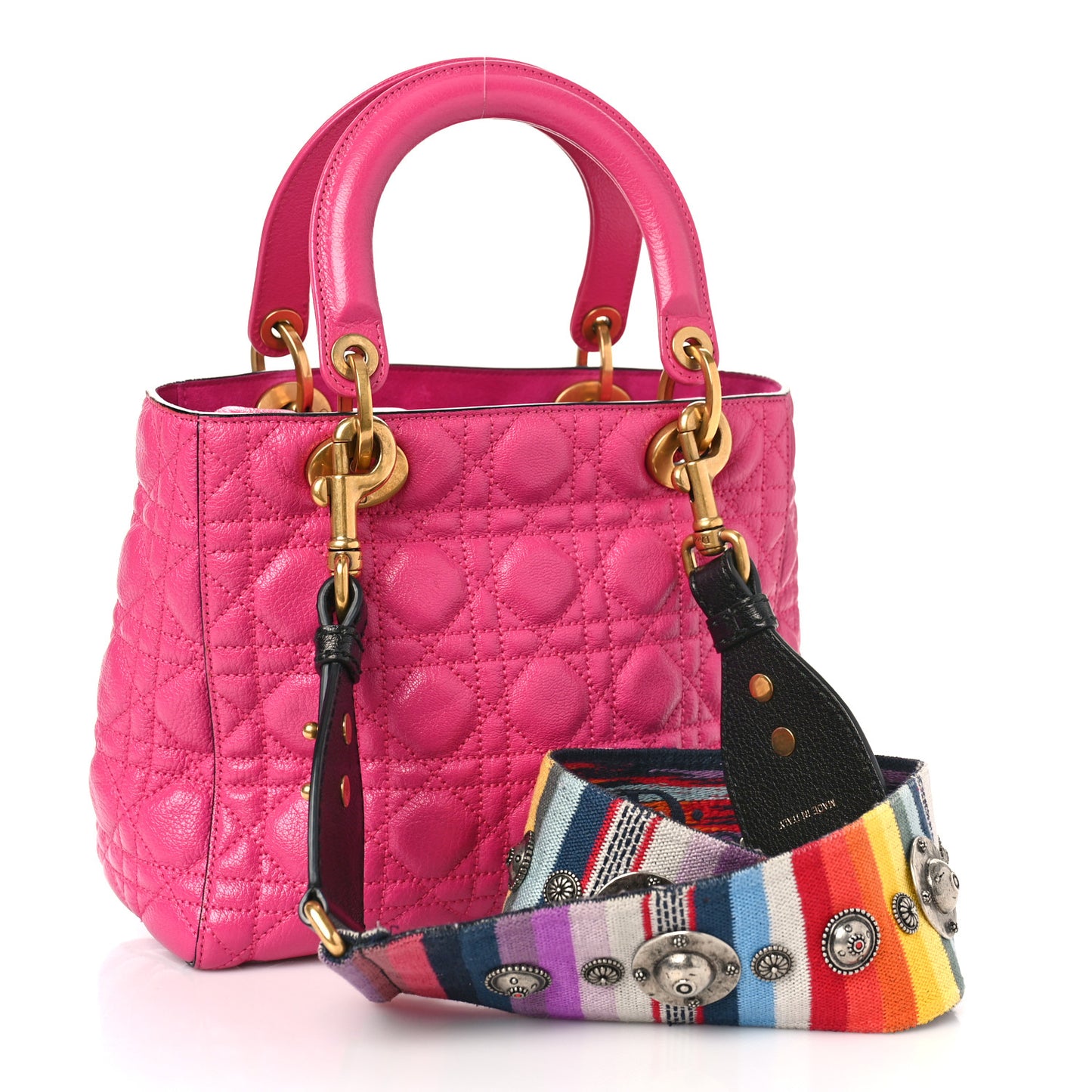 Goatskin Cannage Medium Lady Dior Fuchsia