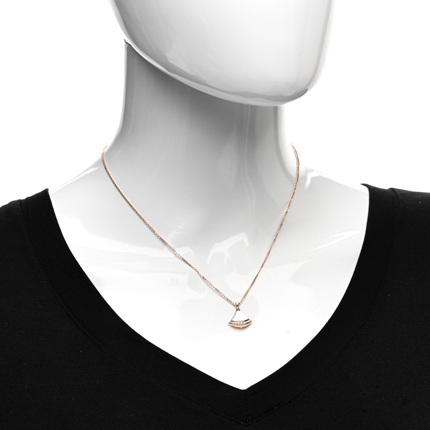 18K Rose Gold Diamond Mother of Pearl Divas' Dream Pave Pendant Necklace