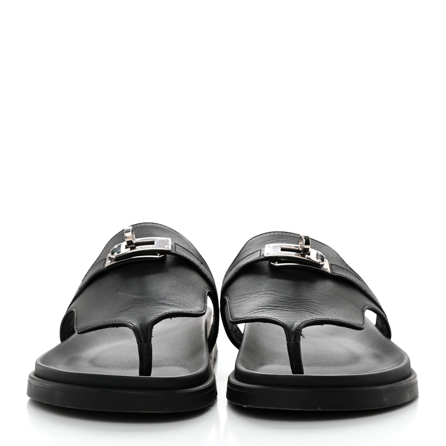 Hermes Calfskin Womens Empire Sandals 37 Black 2 of 11