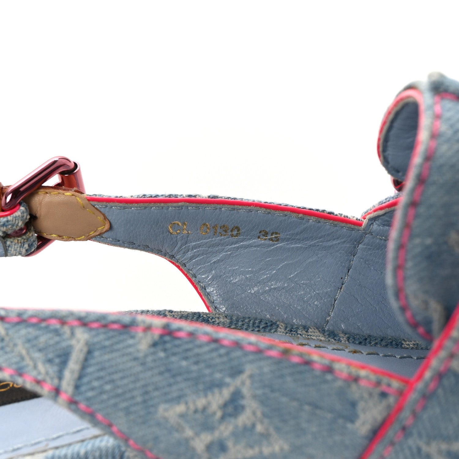 Louis Vuitton Denim Monogram Espadrille Wedge Sandals 38 Blue 9 of 9