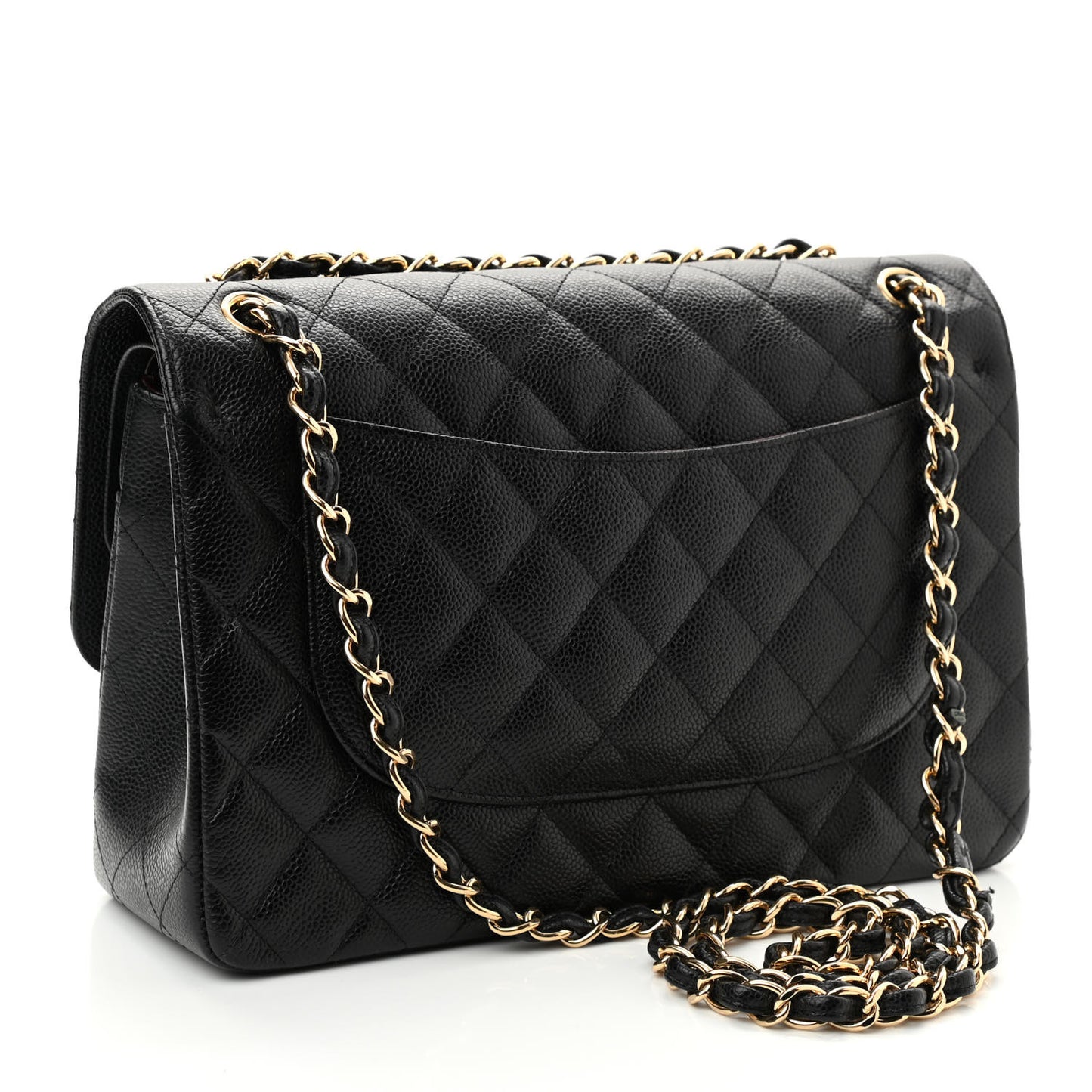 Caviar Quilted Jumbo Double Flap Black
