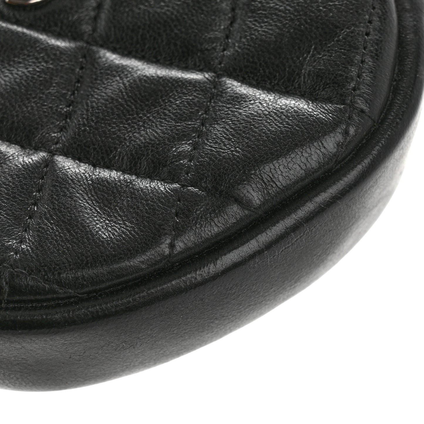 Lambskin Quilted Zip Around Classic Coin Purse Black