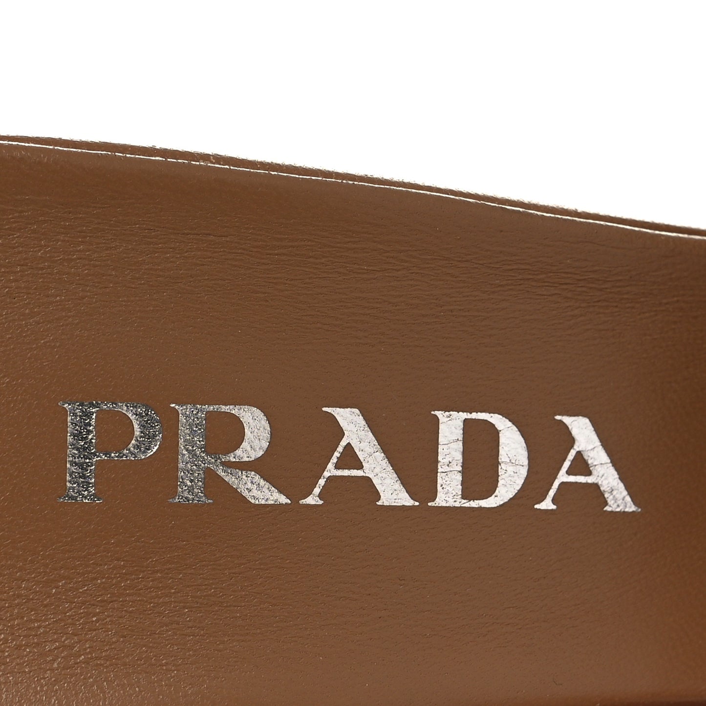 Nappa Soft Padded Metal Triangle Logo 65mm Slide Sandals 37 Caramel