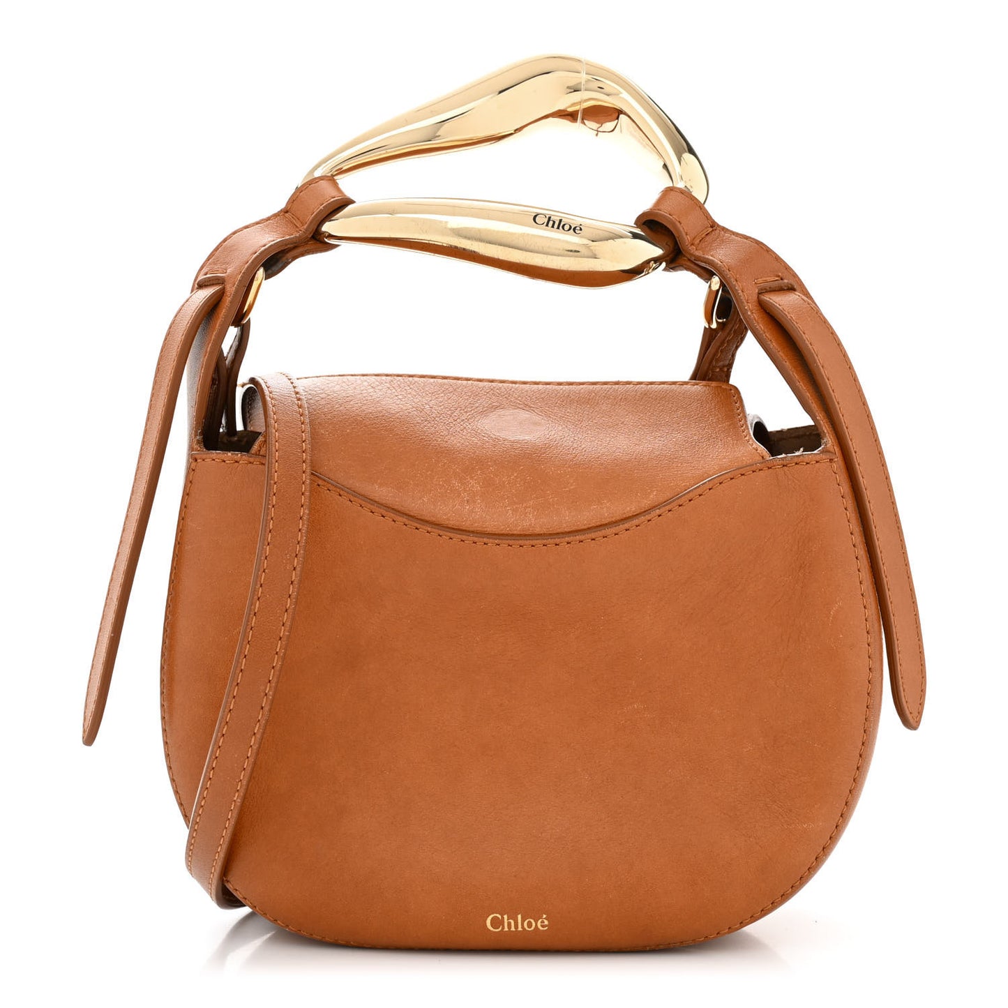 Small Grain Calfskin Kiss Bag Arizona Brown