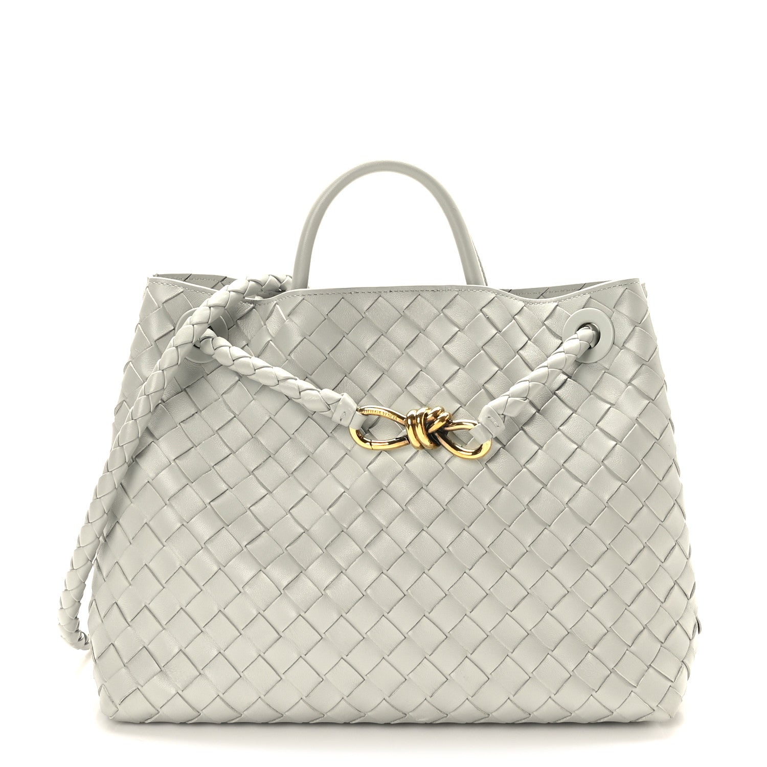 BOTTEGA VENETA グレー ショルダーバッグ Bottega Veneta Nappa Intrecciato Medium Andiamo Shoulder Bag Agate