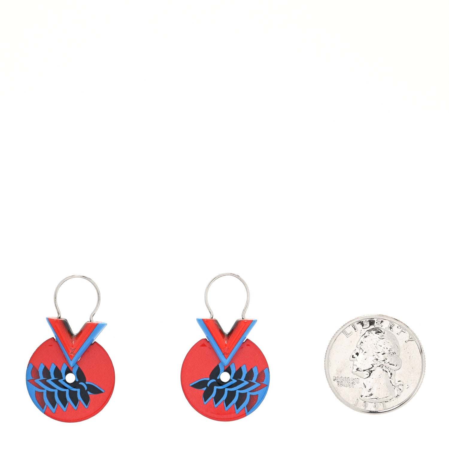 Louis Vuitton Enamel Palladium Essential V Gong BB Earrings 2 of 4