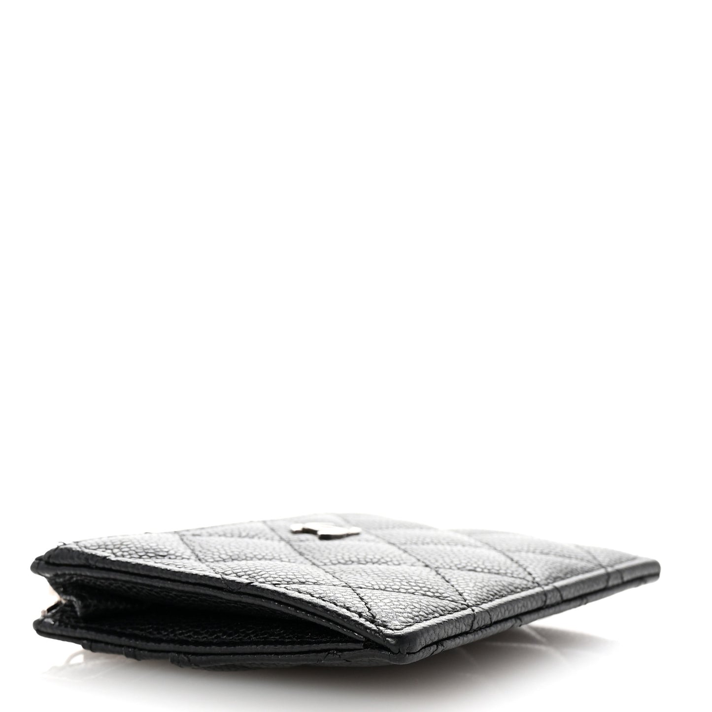 Caviar Quilted CC Zip Card Holder Black