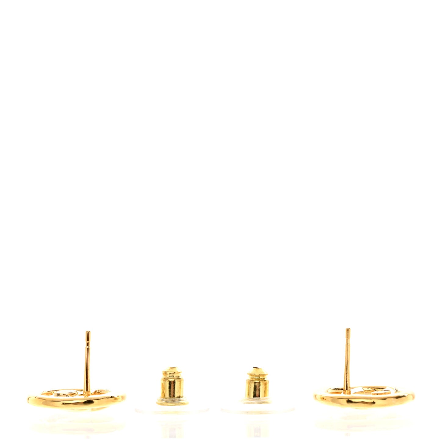 Metal CC Round Earrings Gold