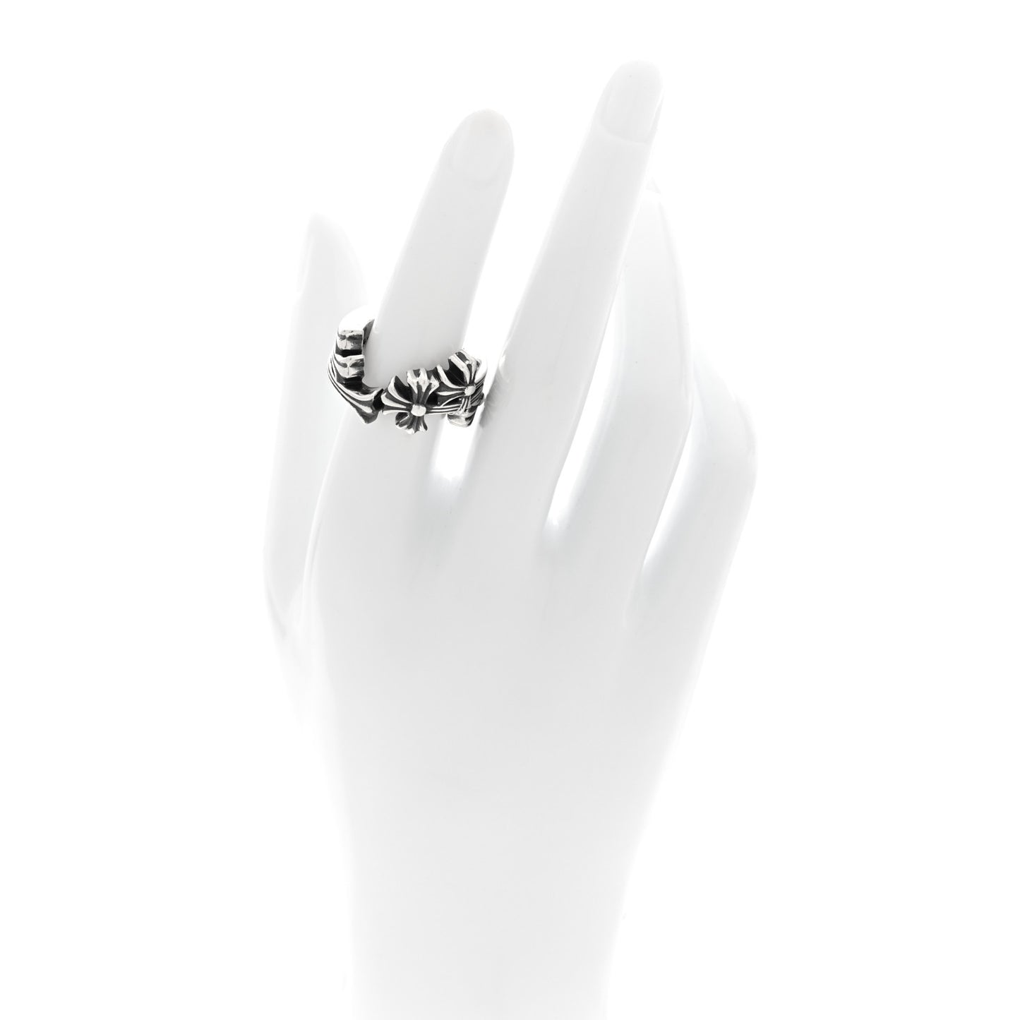 Sterling Silver Triple Cross Curve Ring 51 5.75