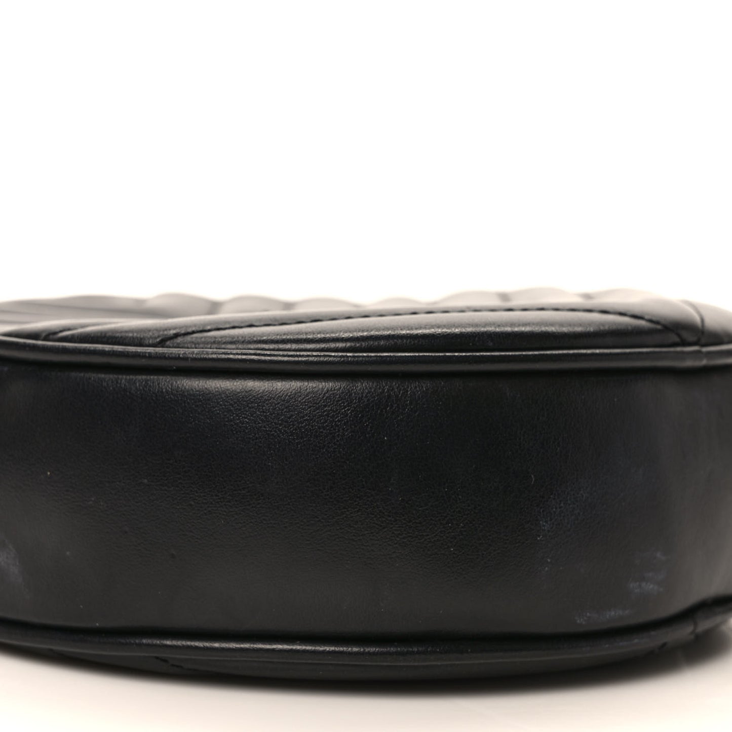 Calfskin Matelasse Chevron Round Vinyle Camera Bag Black