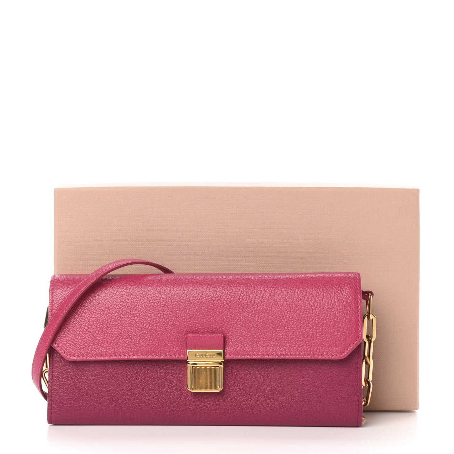 Goatskin Madras Bicolor Wallet On Chain Peonia Ametista