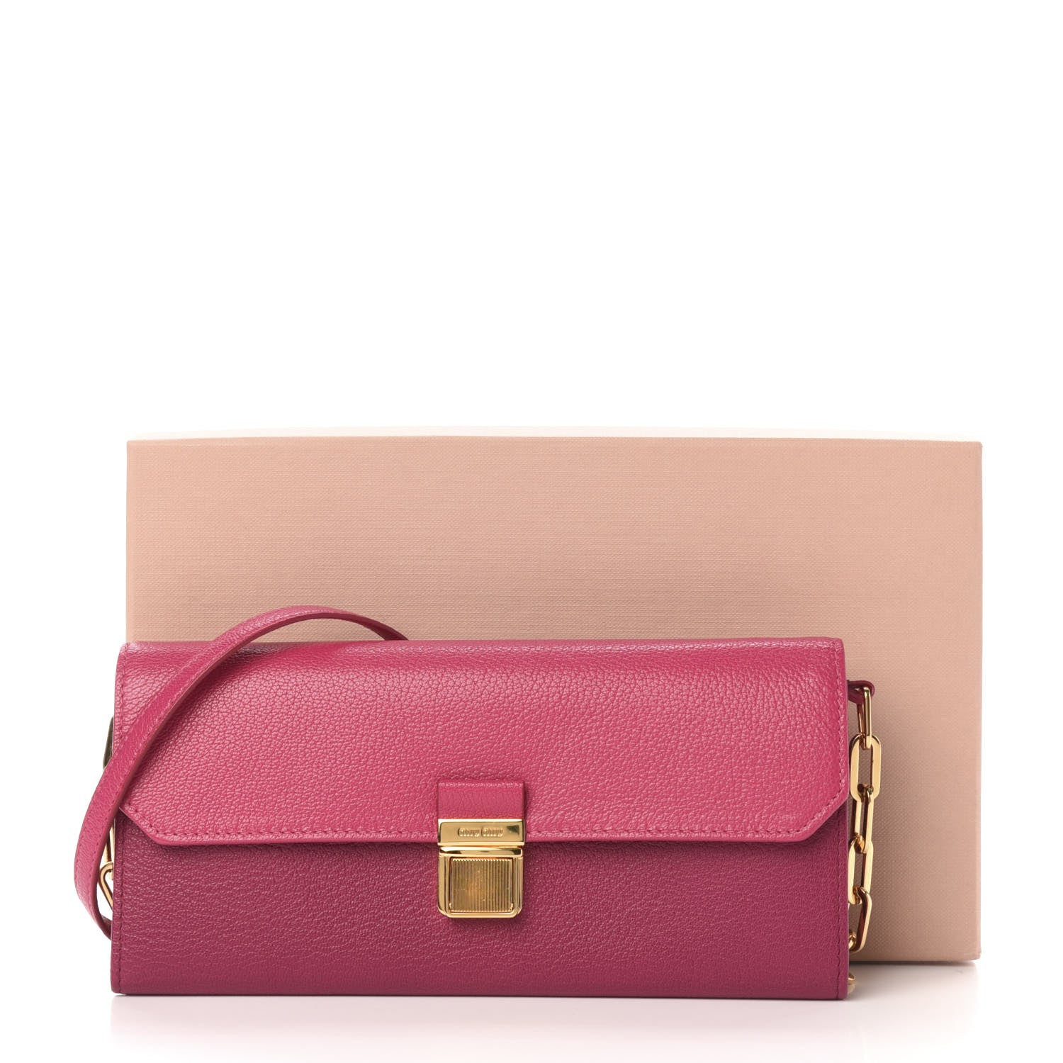 Miu Miu Goatskin Madras Bicolor Wallet On Chain Peonia Ametista 10 of 10