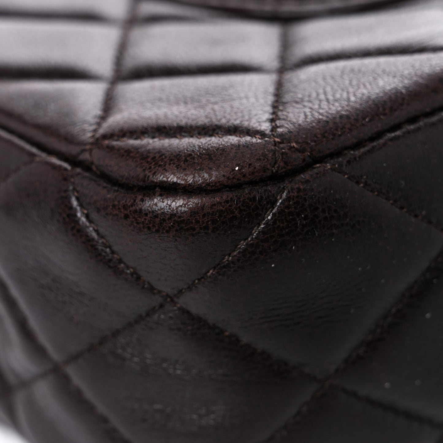 Lambskin Quilted Medium Double Flap Dark Brown