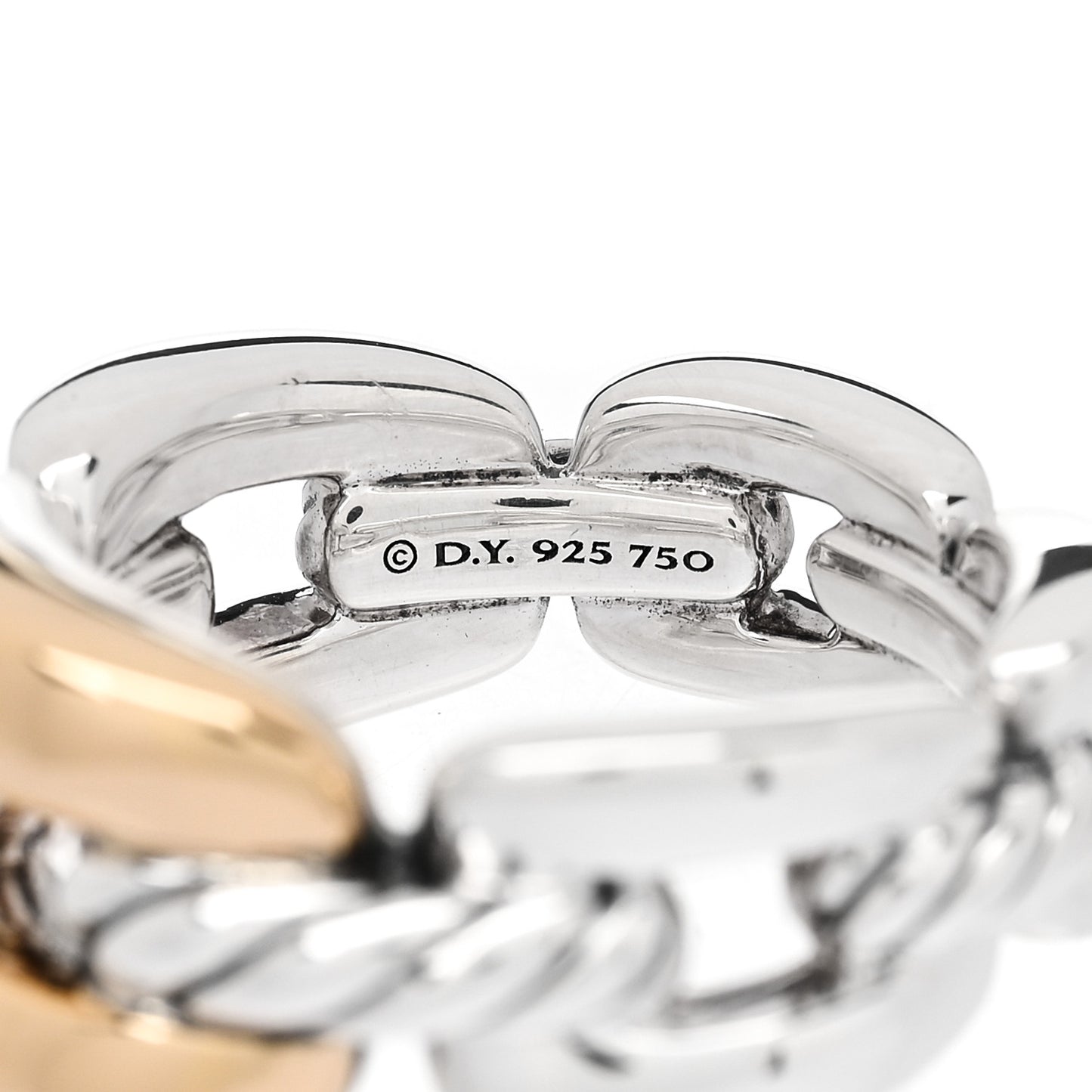 Sterling Silver 18K Yellow Gold 9.5mm Wellesley Chain Link Ring 54 7