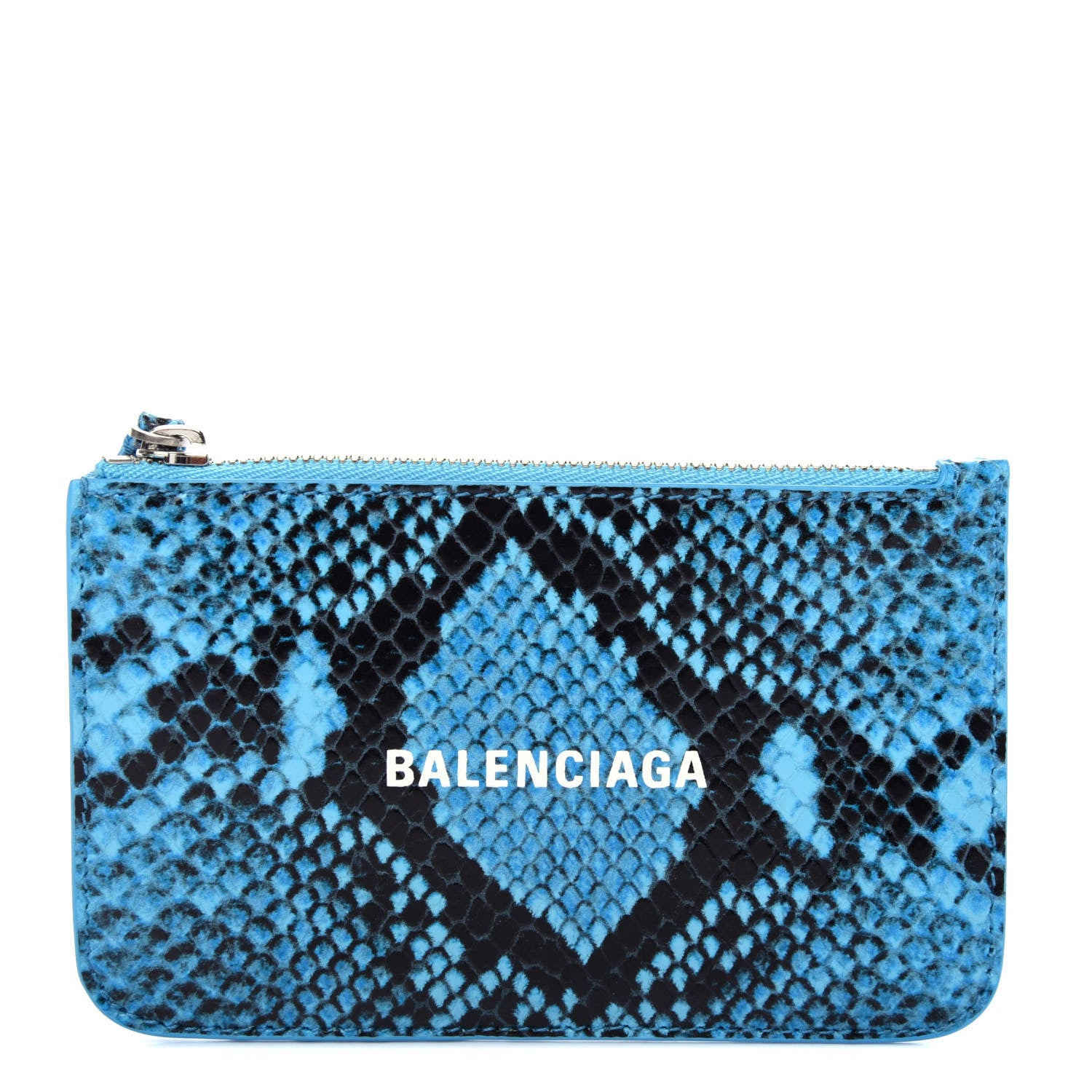 Balenciaga Calfskin Logo Python Printed Large Cash Long Coin Card Holder Azur Black 1 of 7