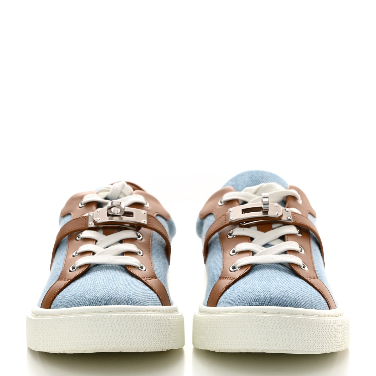 Denim Calfskin Day Sneakers 38 Blue Clair Gold